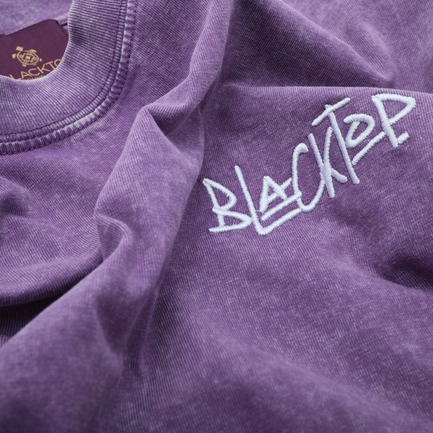 Purple Acid Washed Tee with 'Blacktop' embroidery