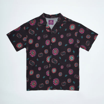 Short Sleeve Shirt | Cosmic Swirl | Black