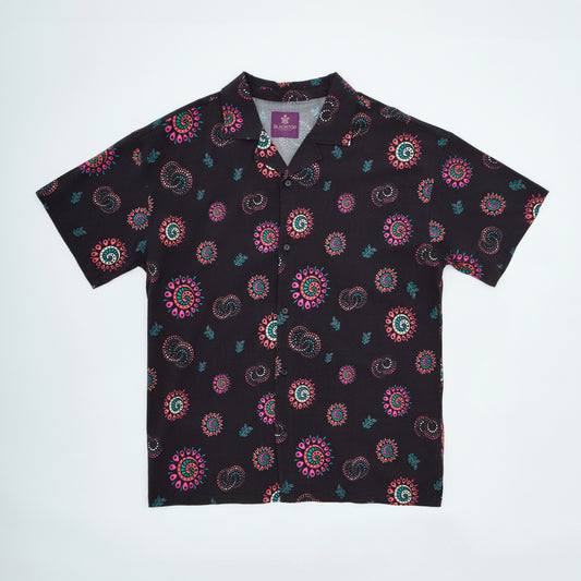 Short Sleeve Shirt | Cosmic Swirl | Black