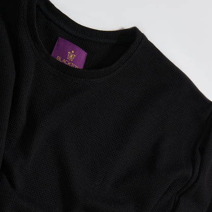 Long Sleeve Waffle Tee | Freddy | Black